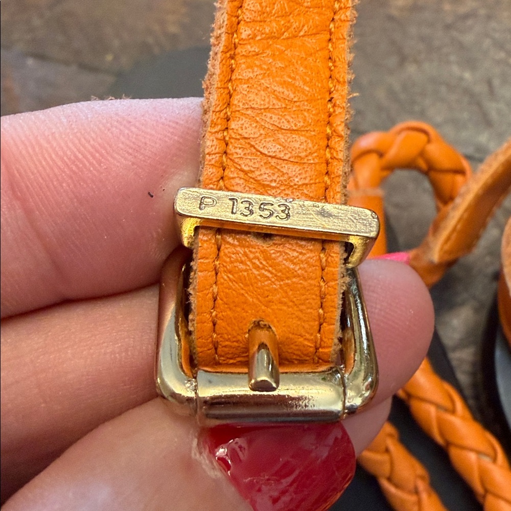 Orange 🍊 Strapy EUC Classic Leather braided TUFI DUEK size 36 or women’s 5.5-6 - Picture 3 of 8